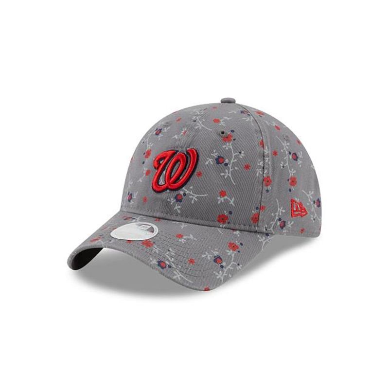 MLB Washington Nationals Womens Blossom 9Twenty Adjustable (XYX7140) - Grey New Era Caps